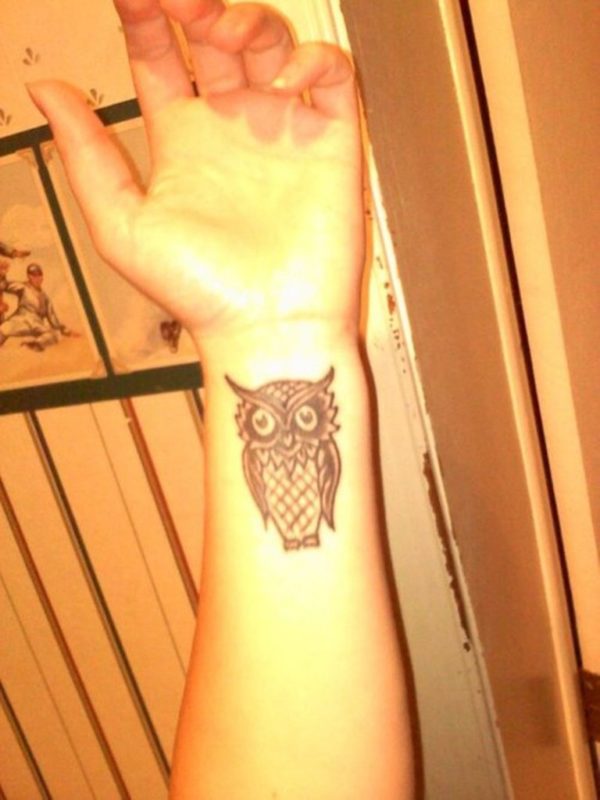 Inner Wrist Owl Tattoo