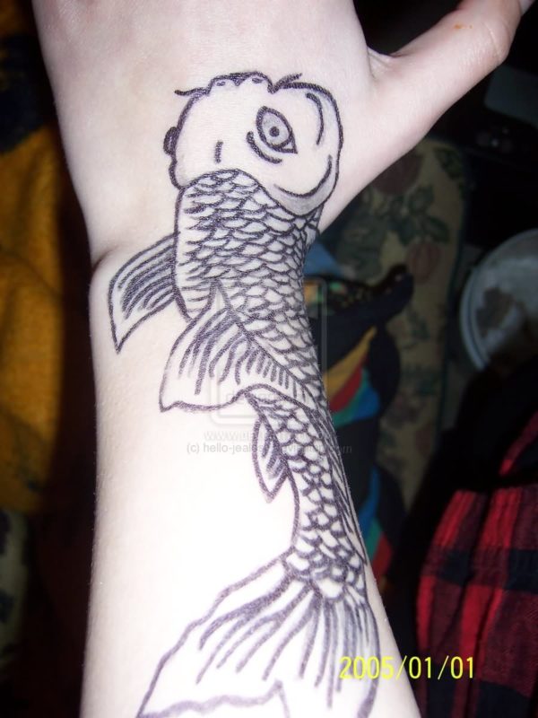 Koi Fish Tattoo On Wrist
