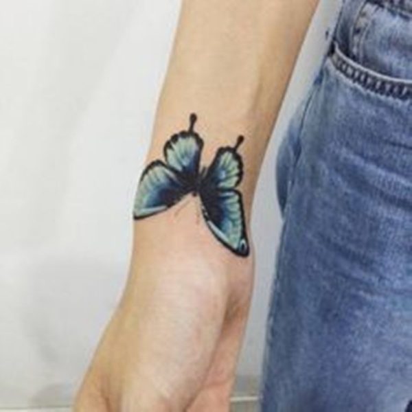 Large Blue Butterfly Tattoo