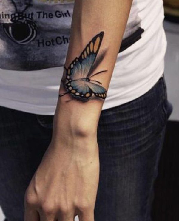 Large Butterfly Tattoo On Wrist