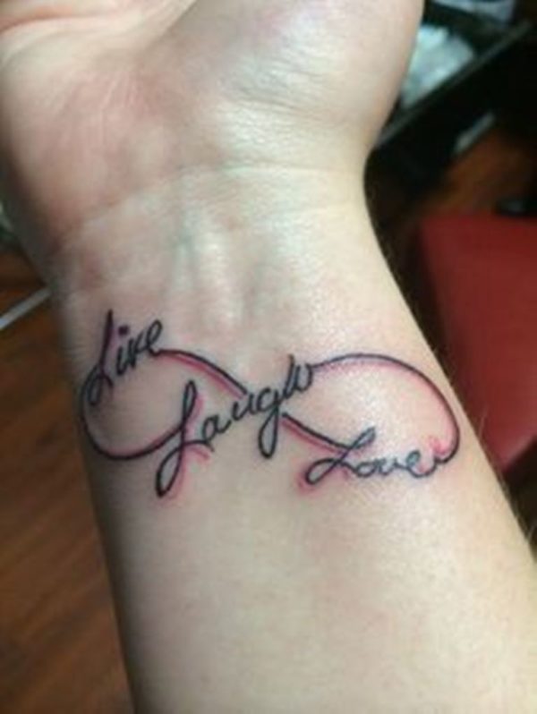 Laugh Love Tattoo On Wrist