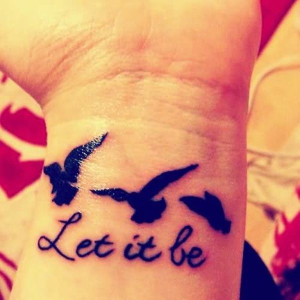 Let It Be Flying Birds Cute Tattoo On Wrist