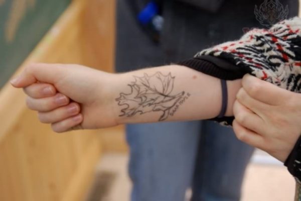 Light Grey Leaves Wrist Tattoo