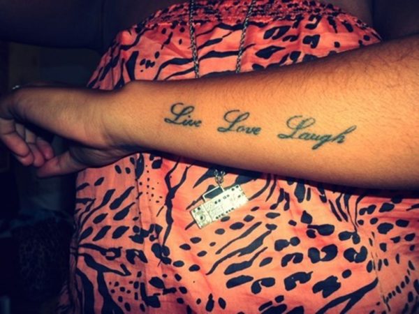 Live Laugh Tattoo Design On Wrist