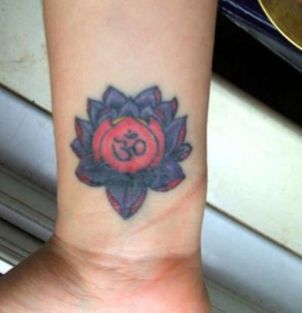 Lotus And Om Tattoo