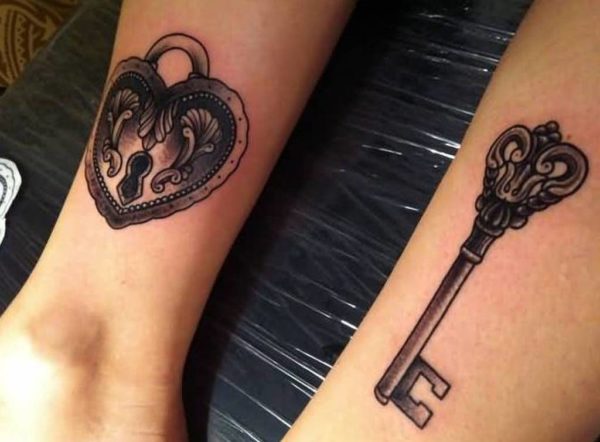 Love Heart Key Tattoo On Wrist