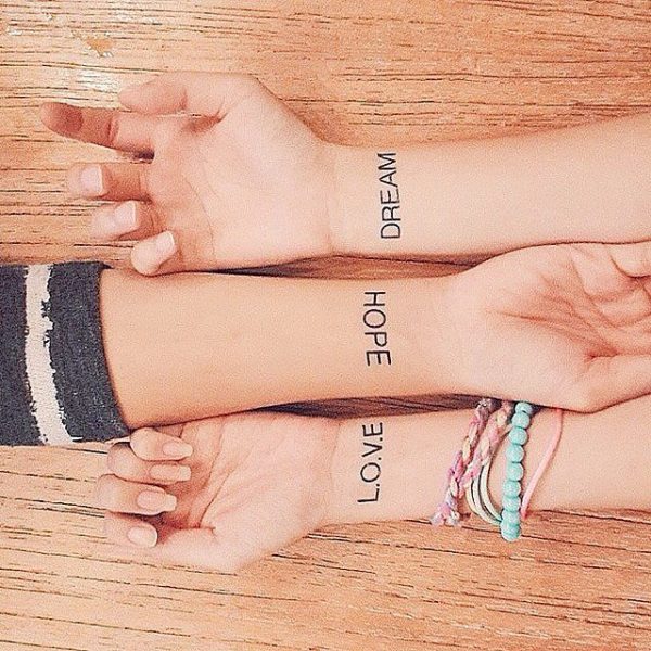 Love Hope Tattoo On Wrist