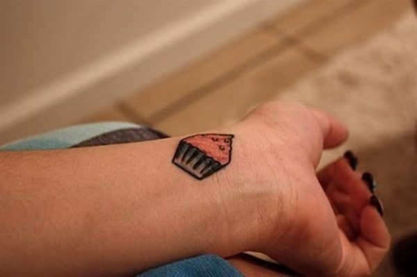 Lovely Small Cupcake Tattoo On Wrist