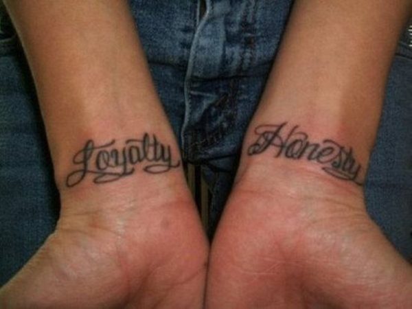 Loyalty Honest Tattoo On Wrist