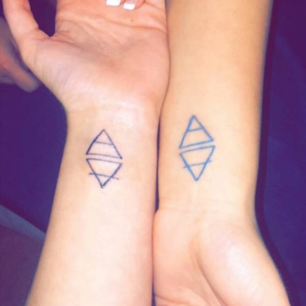 Matching Triangle Wrist Tattoo