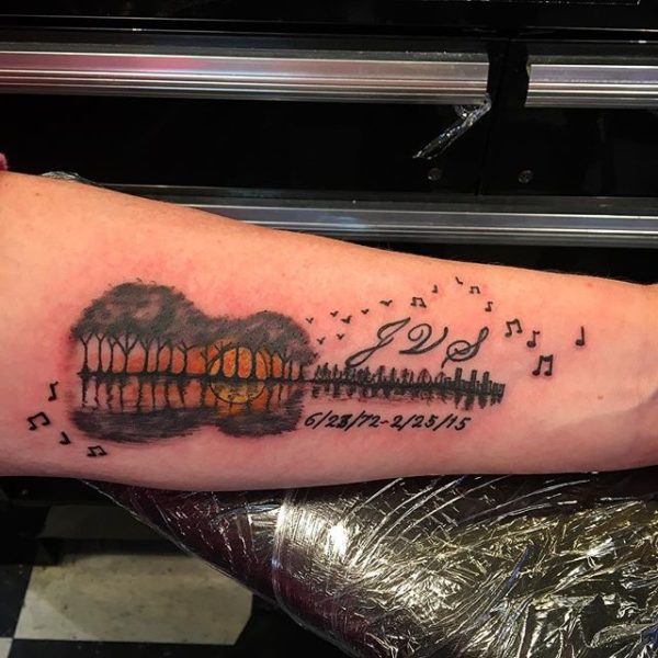 Memorial Guitar Wrist Tattoo