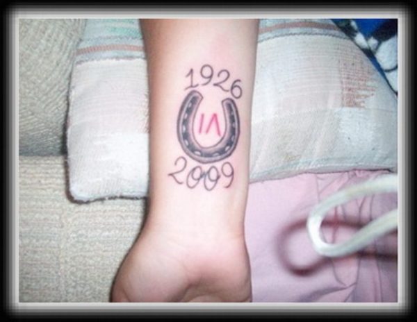 Memorial Horse Shoe Tattoo On Wrist-ht107