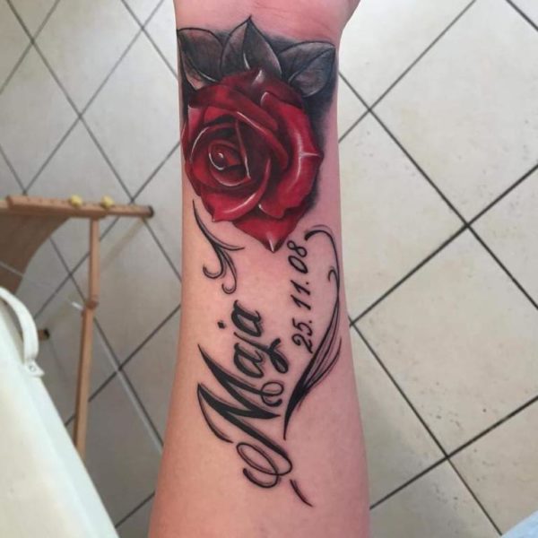 Memorial Rose Tattoo On Wrist