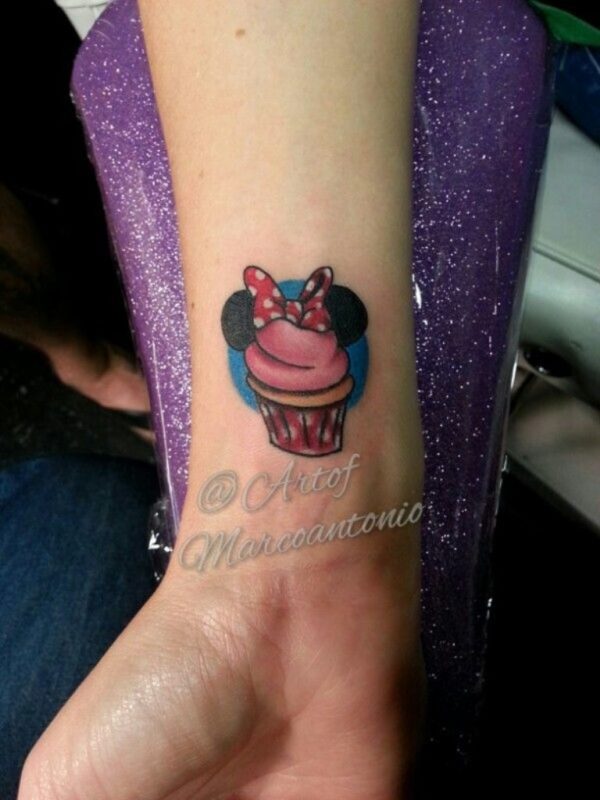 Minnie Cupcake Tattoo On Wrist
