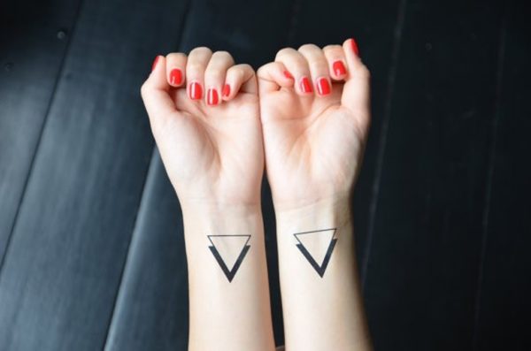 New Matching Triangle Tattoos On Wrist