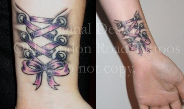 Nice Corset Wrist Tattoo