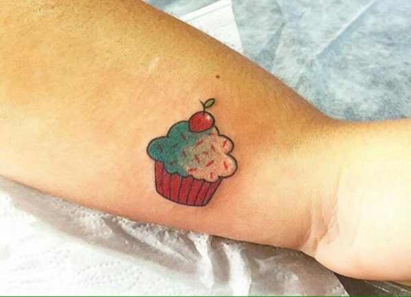 Nice Cupcake Wrist Tattoo Design