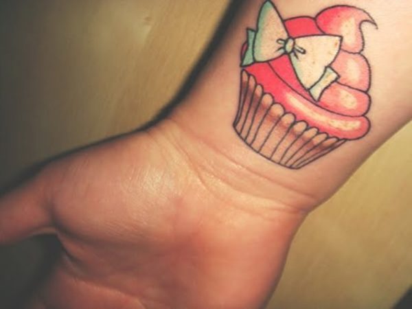 Nice Cupcake Wrist Tattoo