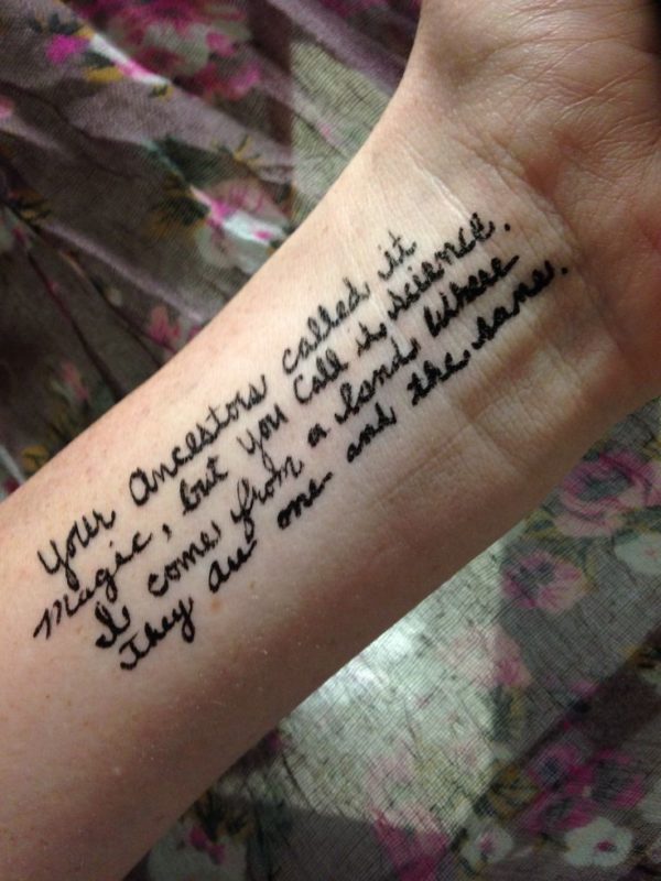 Nice Quote Tattoo On Wrist