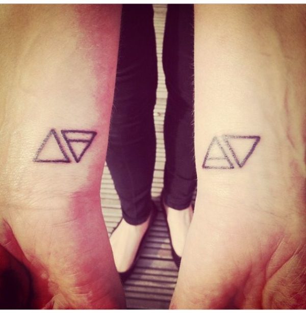 Nice Two Triangle Tattoo On Wrist