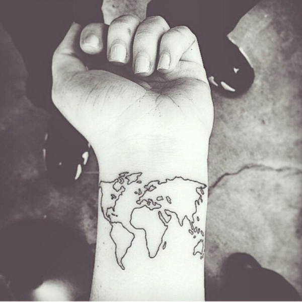 Outline Map Tattoo On Wrist