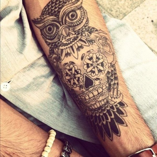 Owl Skull Tattoo On Wrist