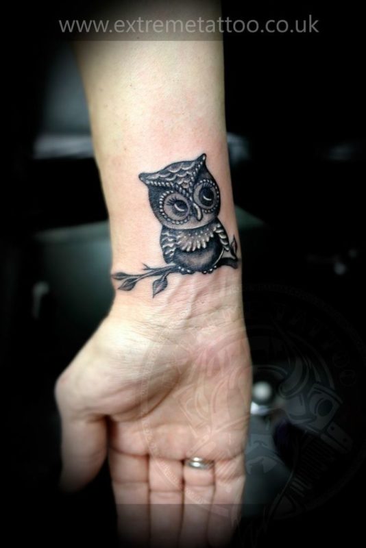 Owl Tattoo On Wrist