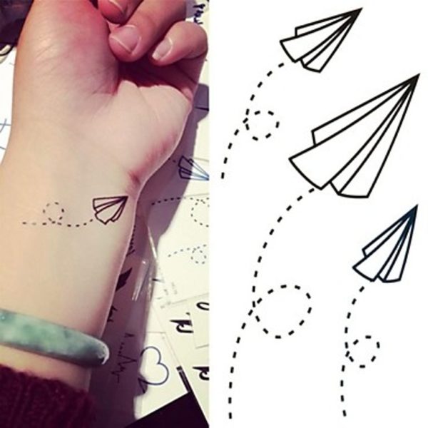 Paper Plan Wrist Tattoo