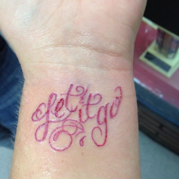 Pink Let It Be Tattoo On Wrist