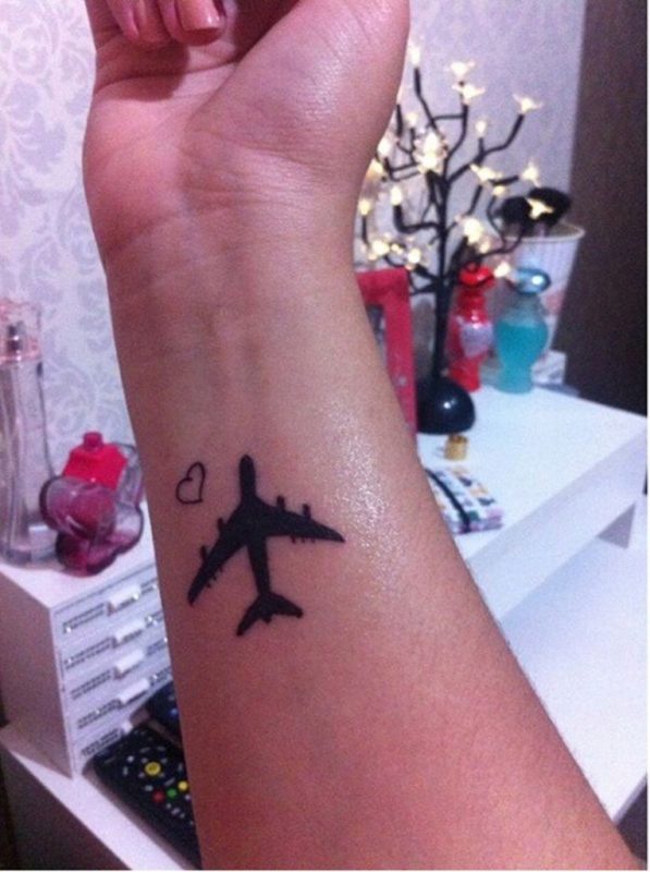 Plane Tattoo With Heart