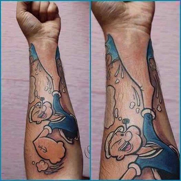 Popeye Wrist Tattoo