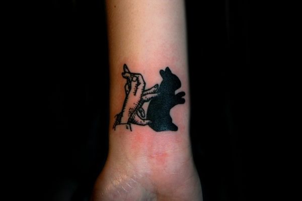 Rabbit Black Tattoo On Wrist