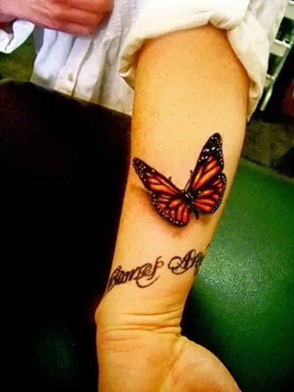 Realistic Butterfly Tattoo On Wrist