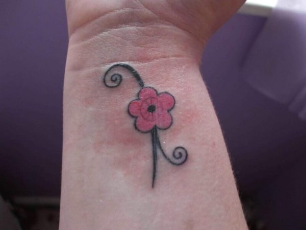 Red Daisy Flower Tattoo