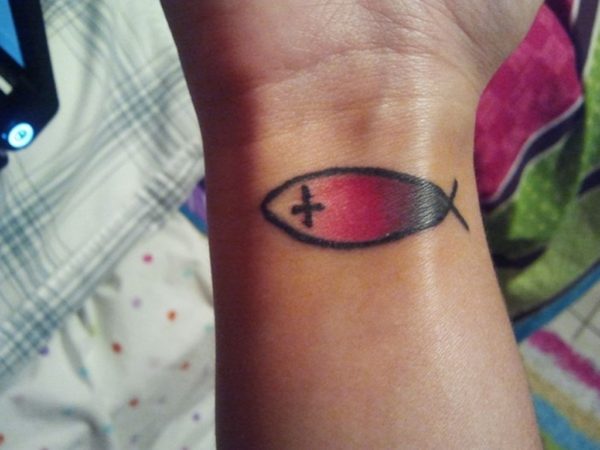 Red Fish Tattoo On Wrist