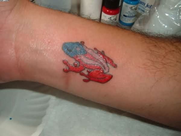 Red Frog Tattoo On Wrist