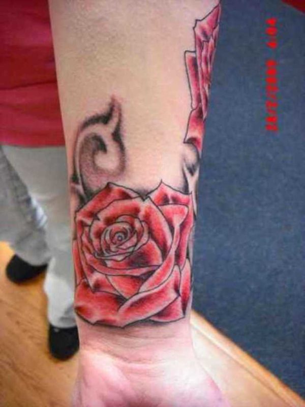 Red Rose Tattoo On Wrist