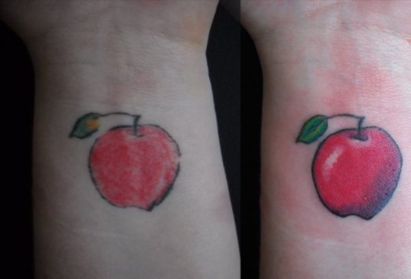 Red Apple Wrist Tattoo