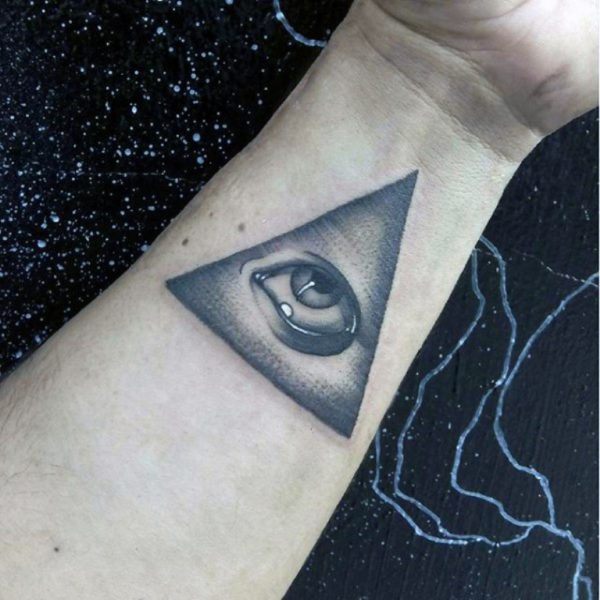 Shaded Triangle With Eye Tattoo