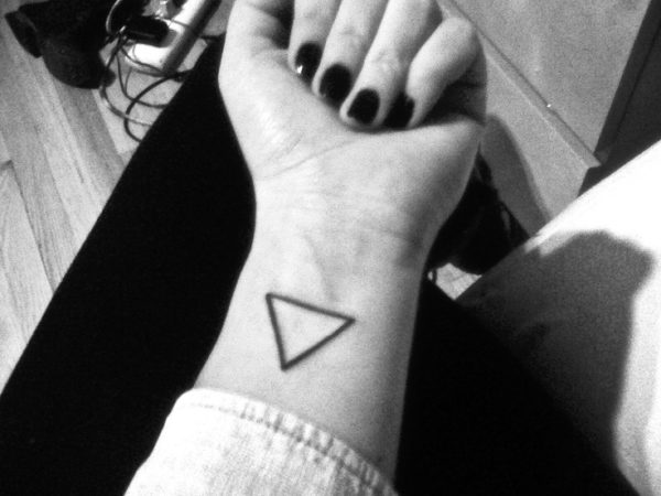 Simple Black Triangle Tattoo On Wrist