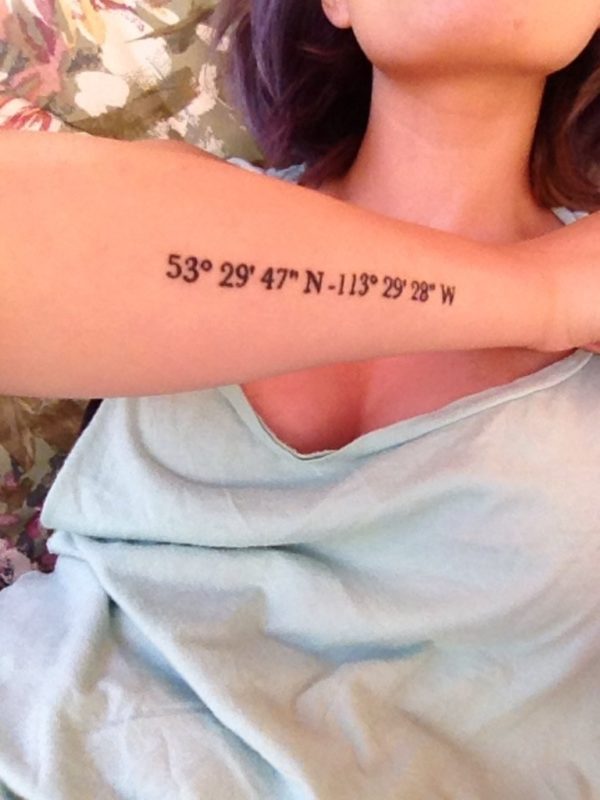 Simple Coordinates Wrist Tattoo