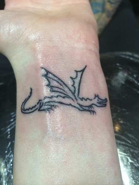 Simple Dragon Tattoo On Wrist