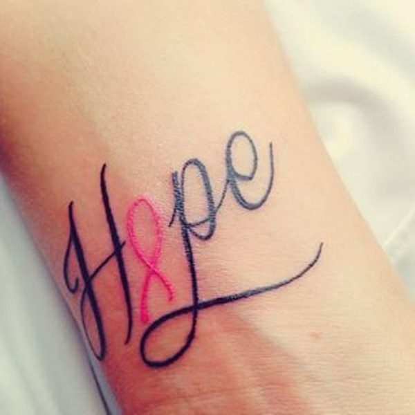 Simple Hope Tattoo For Cancer