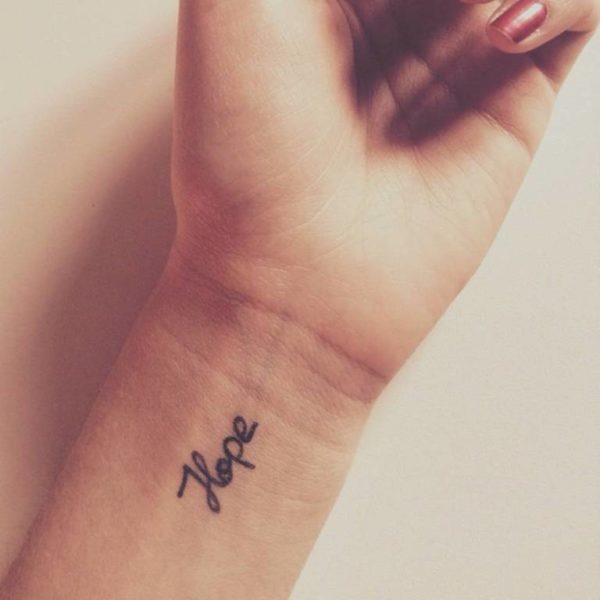 Simple Hope Tattoo On Wrist