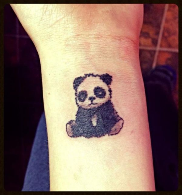 Small Baby Panda Tattoo On Wrist