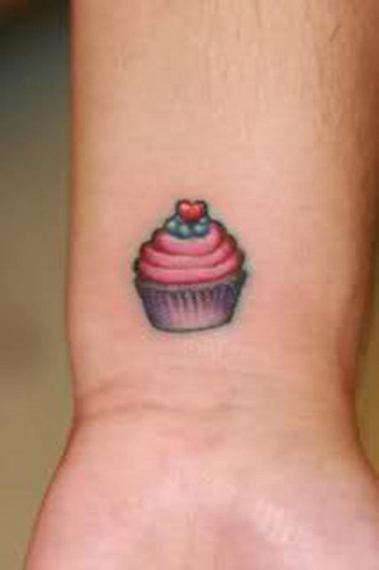 Small Cupcake Tattoo On Wrist