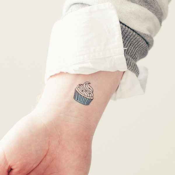 Small Cupcake Wrist Tattoo