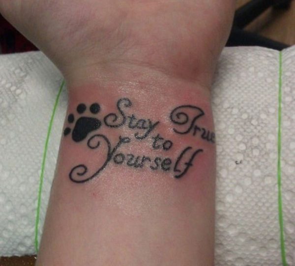 Stay True Quote Tattoo On Wrist