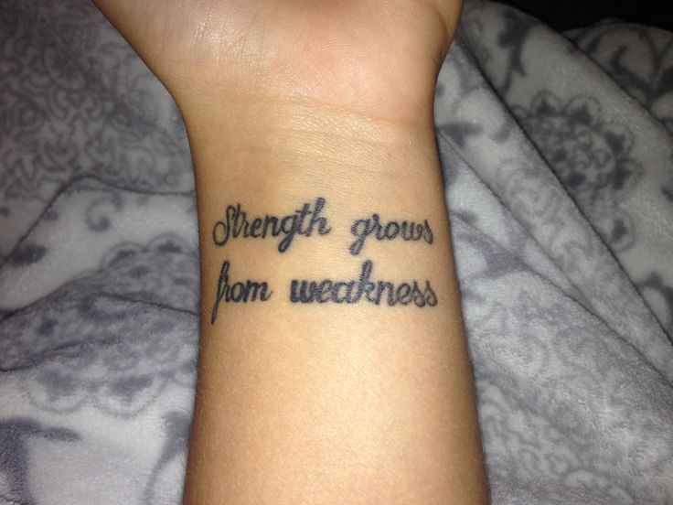 Strength Grows Quote Tattoo On Wrist qt133