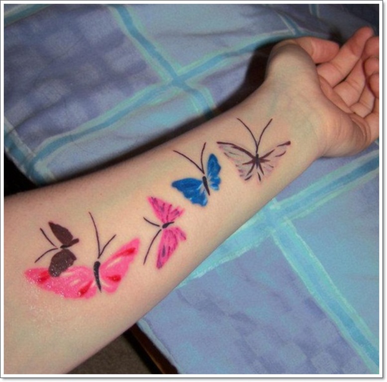 Floral Pattern And Tribal Beautiful Butterfly Tattoo For Women